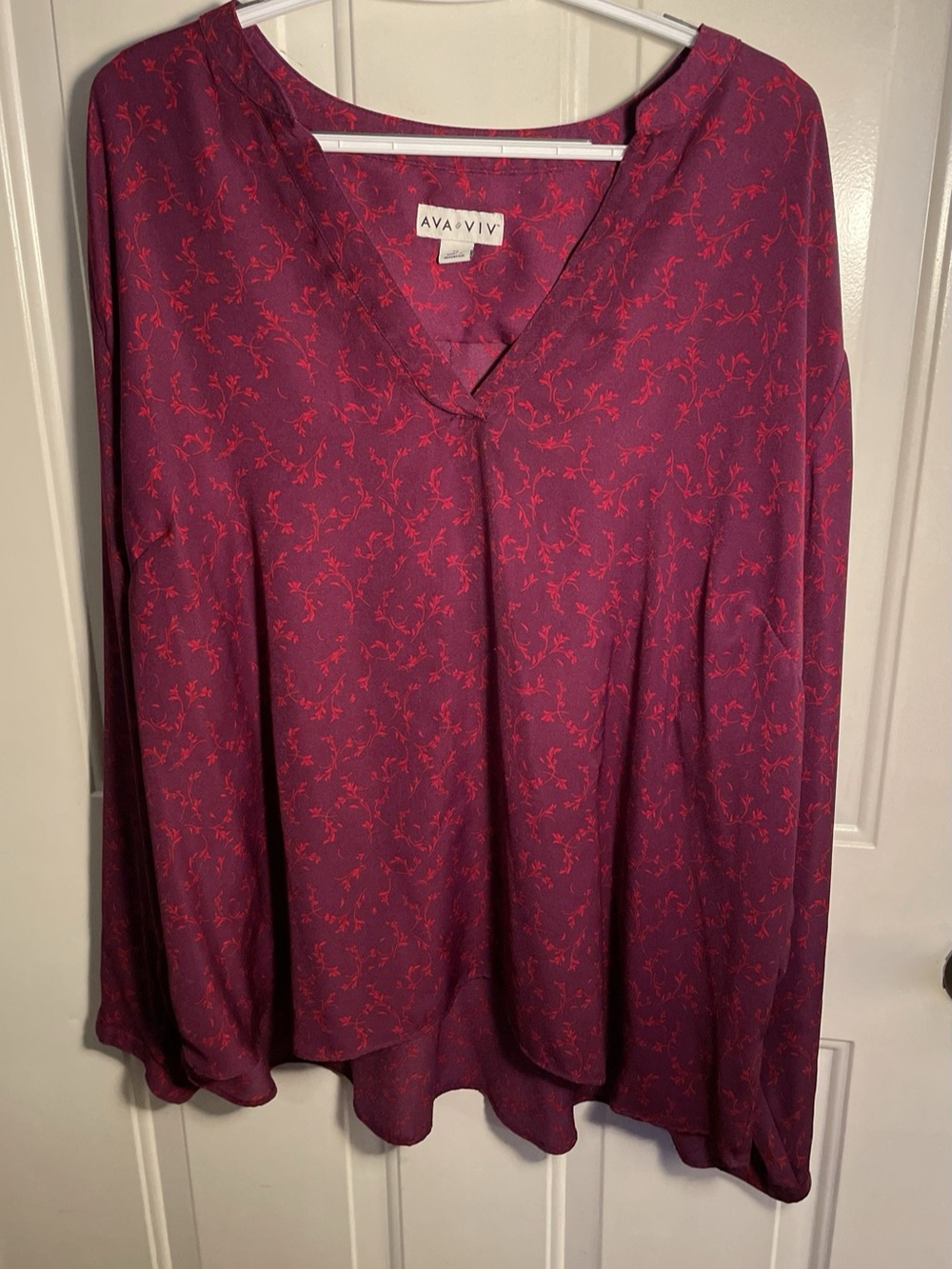 AVA & VIV Floral Blouse in Purple & Red Size 2X